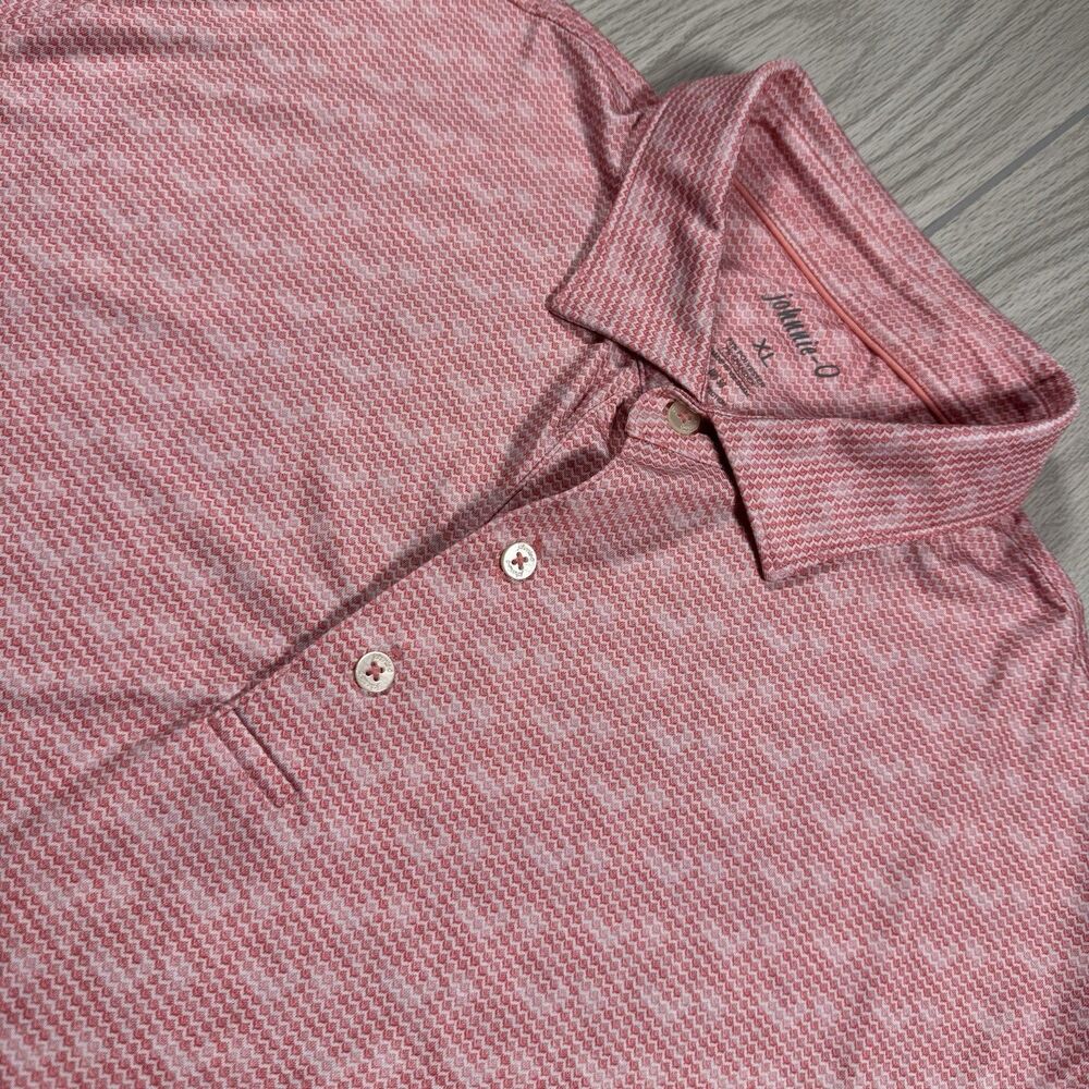 Johnnie O Jarvis Golf Polo Men’s XL Pink AOP Performance Stretch Coastal EUC